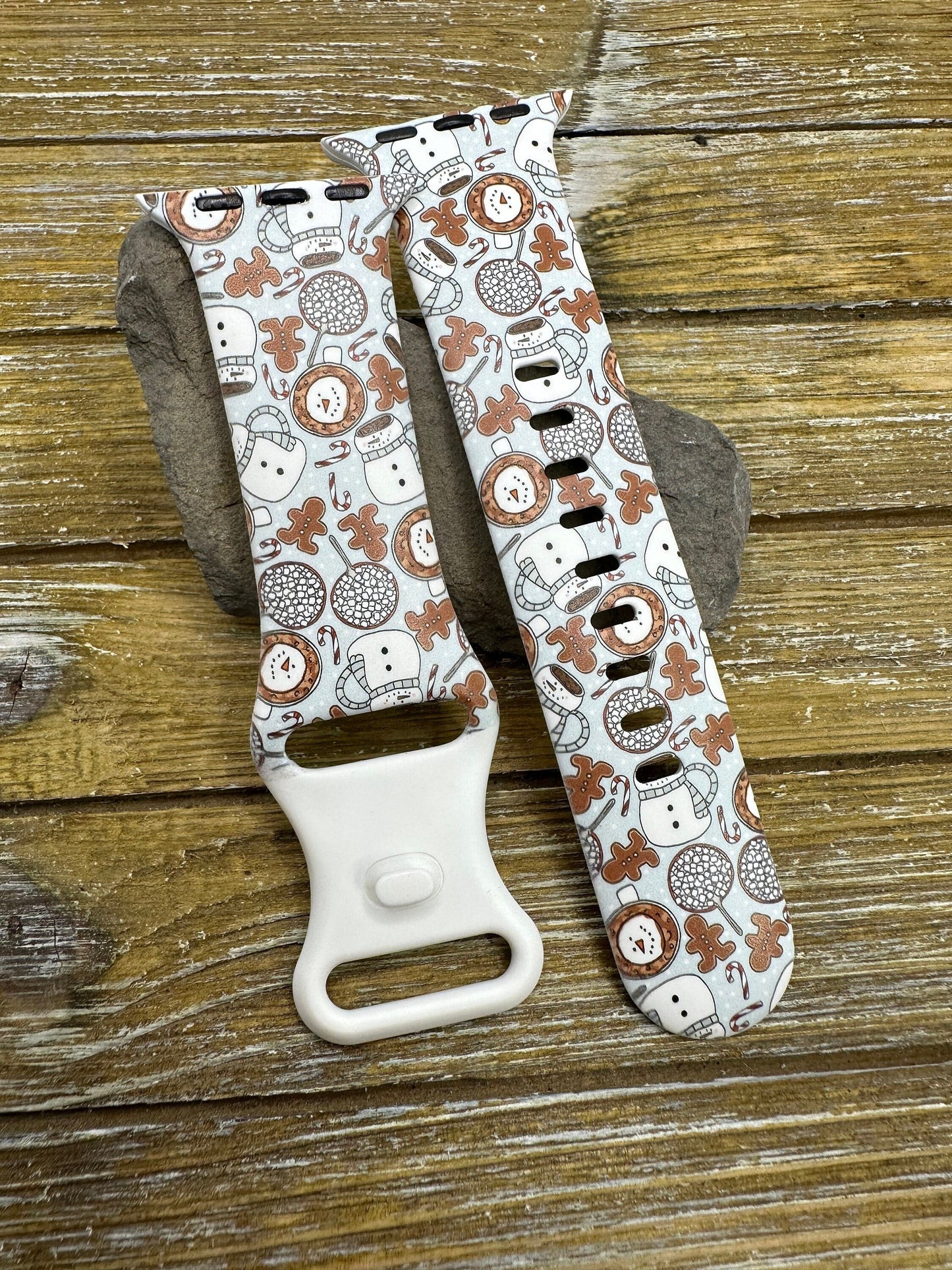 Christmas Favorites Watch Band Apple Watch Silicone Snowman Coffee and Gingerbread Holiday Winter 38mm 40mm 41mm 42mm 44mm 45mm