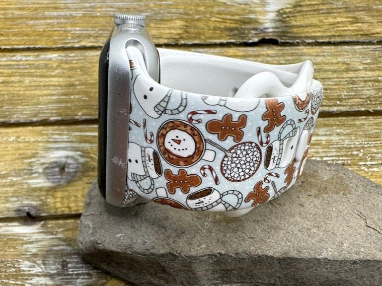Christmas Favorites Watch Band Apple Watch Silicone Snowman Coffee and Gingerbread Holiday Winter 38mm 40mm 41mm 42mm 44mm 45mm