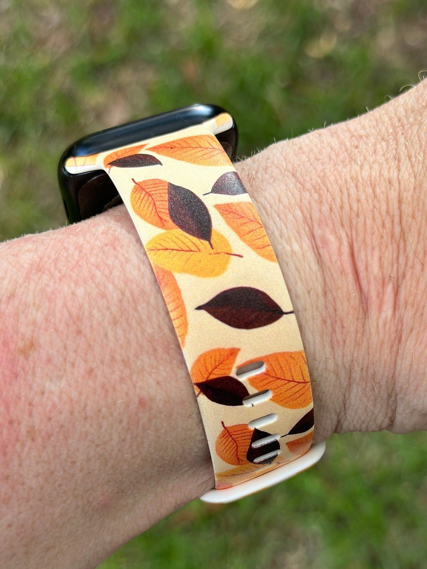 Fall leaves watch band for apple watch orange fall leaves autumn iwatch 20 22 38 40 41 42 44 45 49mm