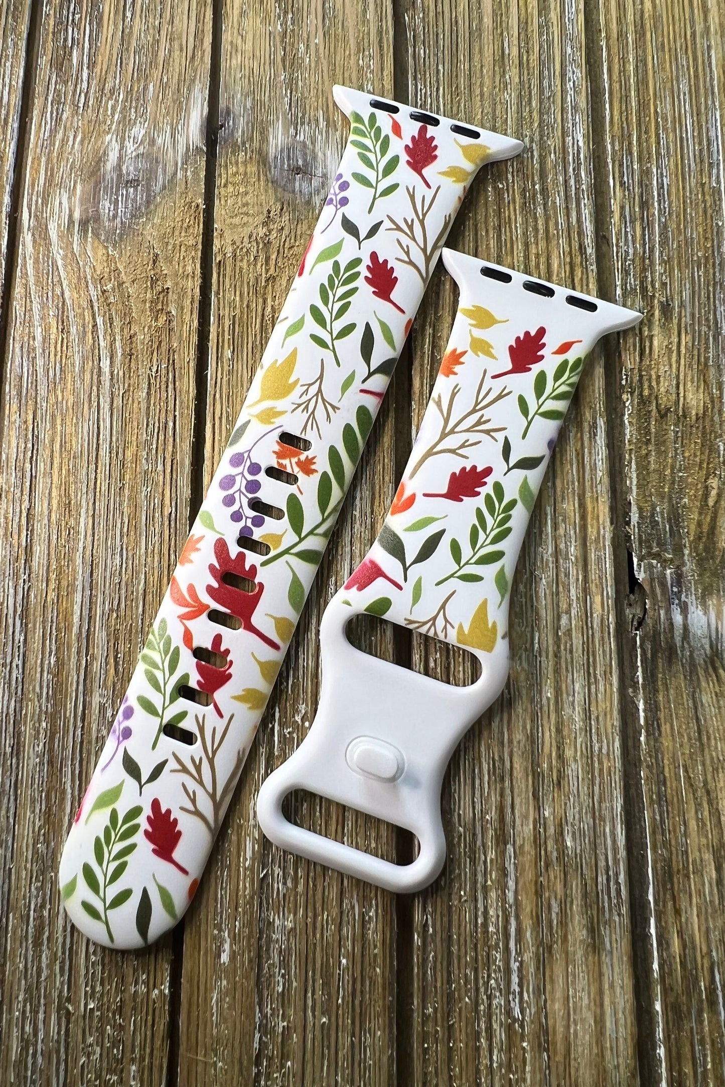Fall Watch Band for Apple Watch Autumn 38 40 41 42 44 45mm Hello Fall Autumn Floral Flowers Apple Watch Engraved silicone