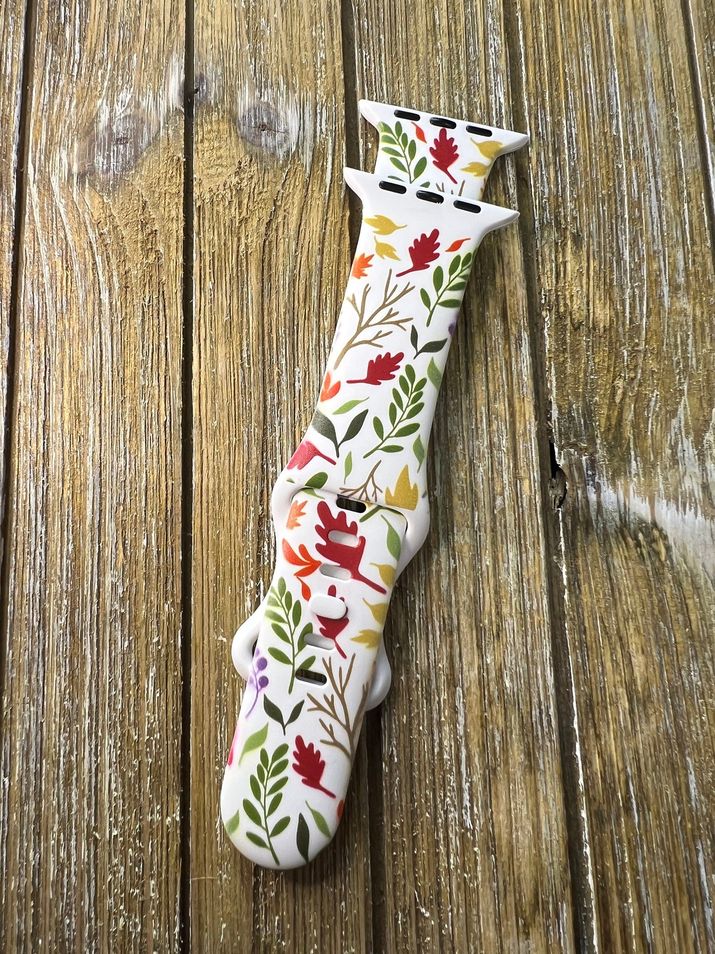 Fall Watch Band for Apple Watch Autumn 38 40 41 42 44 45mm Hello Fall Autumn Floral Flowers Apple Watch Engraved silicone