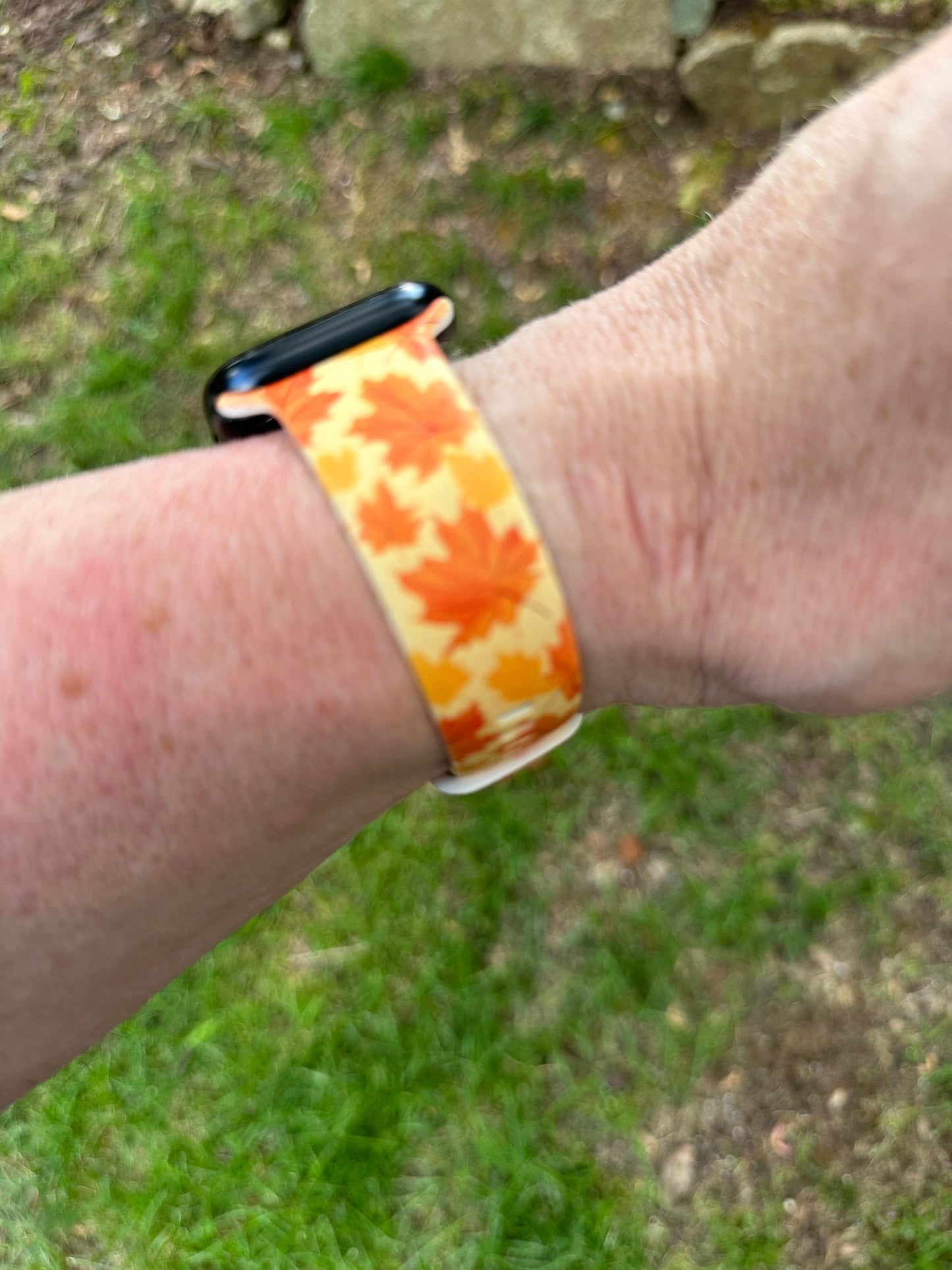 Fall Leaves Watch Band for Apple Watch Orange Fall Leaves Autumn iWatch 20 22 38 40 41 42 44 45 49mm