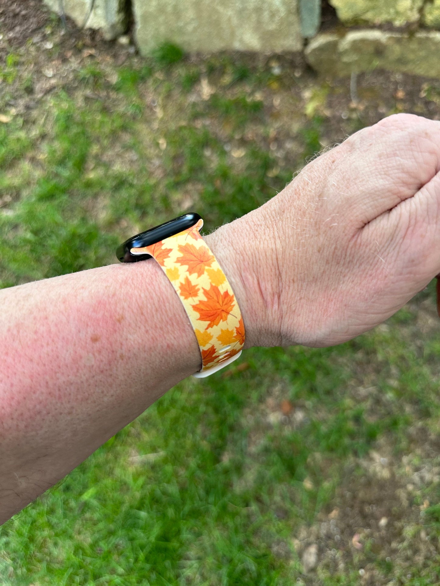 Fall Leaves Watch Band for Apple Watch Orange Fall Leaves Autumn iWatch 20 22 38 40 41 42 44 45 49mm