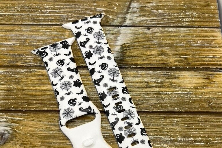 Halloween spiders watch band for apple iwatch printed silicone ghosts pumpkins skulls 38 40 41 42 44 45mm halloween accessory