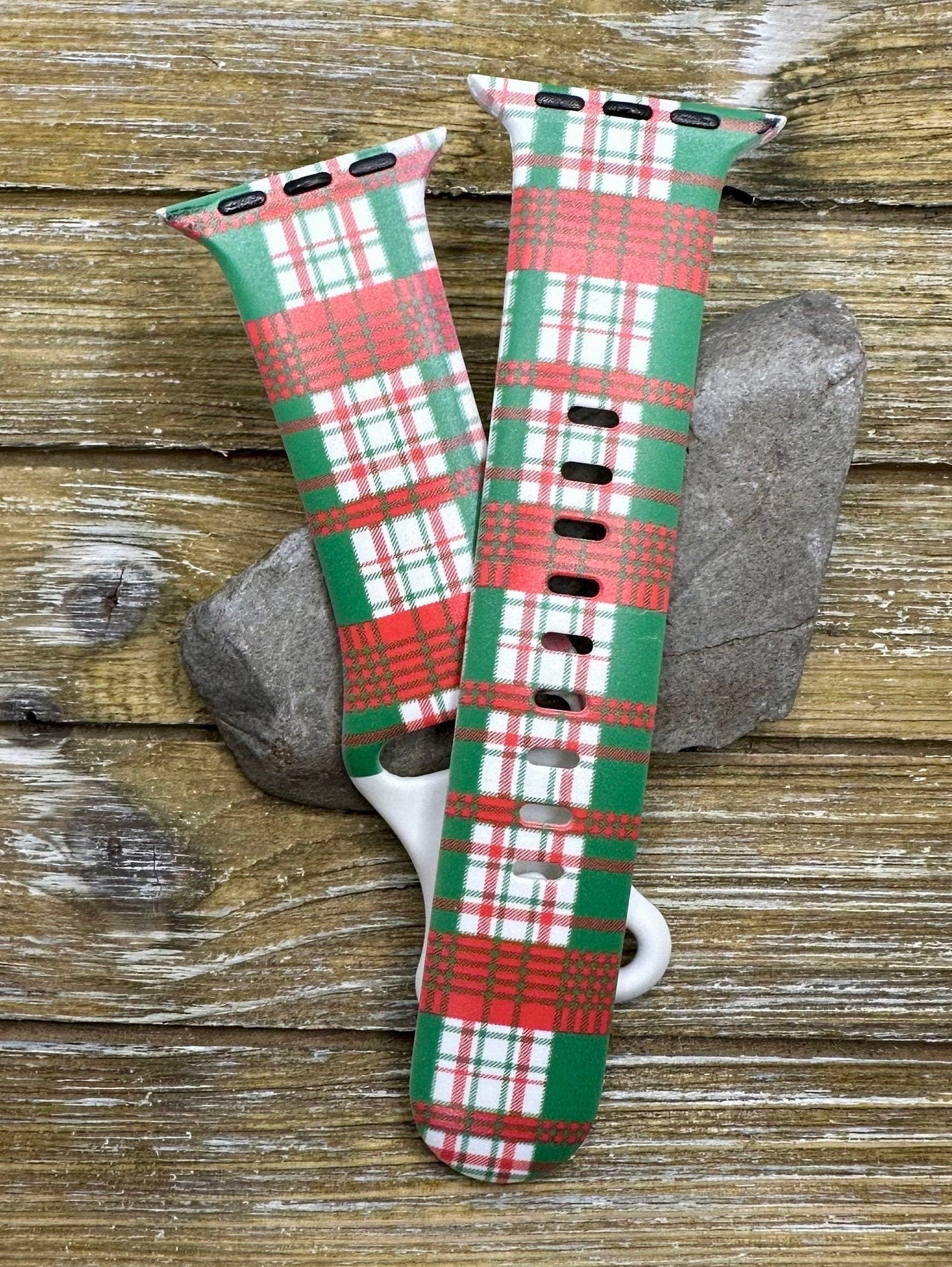 Holiday plaid watch band for apple watch silicone christmas holiday winter 38mm 40mm 41mm 42mm 44mm 45mm red green plaid a101