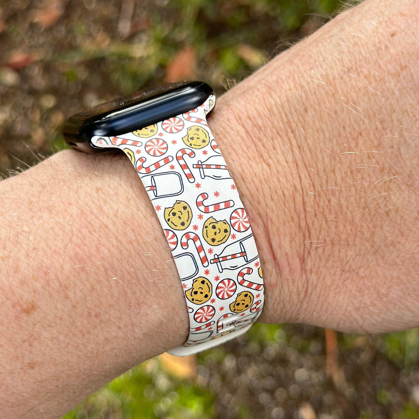 Christmas Cookies Watch Band for Apple Watch Samsung Watch & Fitbit Xmas Trees #217 silicone 20 22 38 40 41 42 44 45 49mm