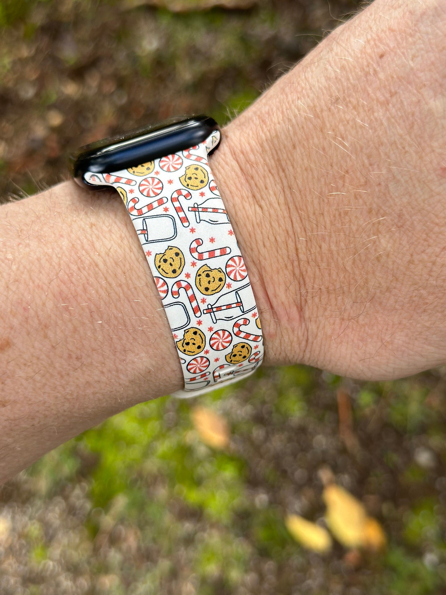 Christmas Cookies Watch Band for Apple Watch Samsung Watch & Fitbit Xmas Trees #217 silicone 20 22 38 40 41 42 44 45 49mm