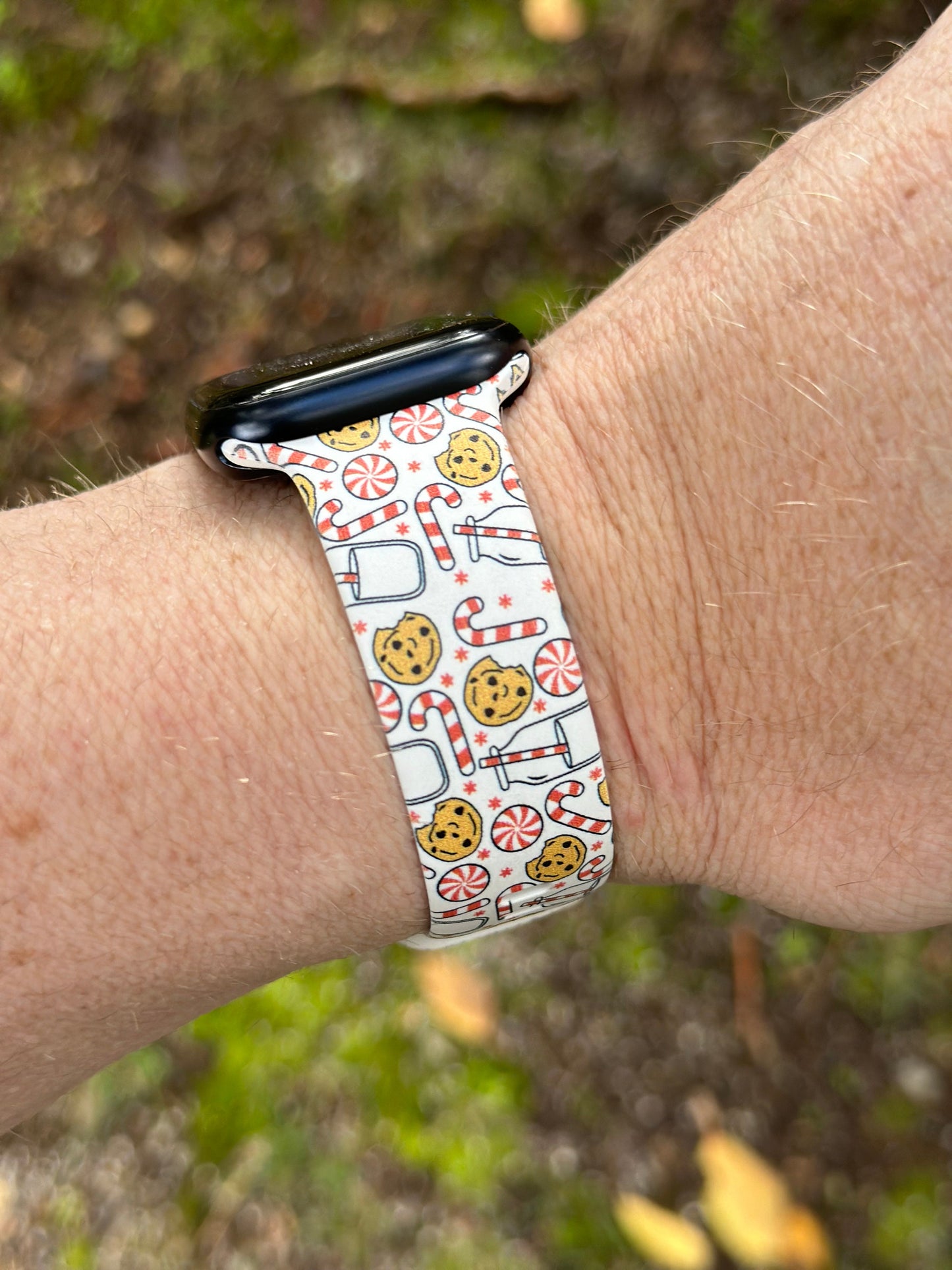 Christmas Cookies Watch Band for Apple Watch Samsung Watch & Fitbit Xmas Trees #217 silicone 20 22 38 40 41 42 44 45 49mm