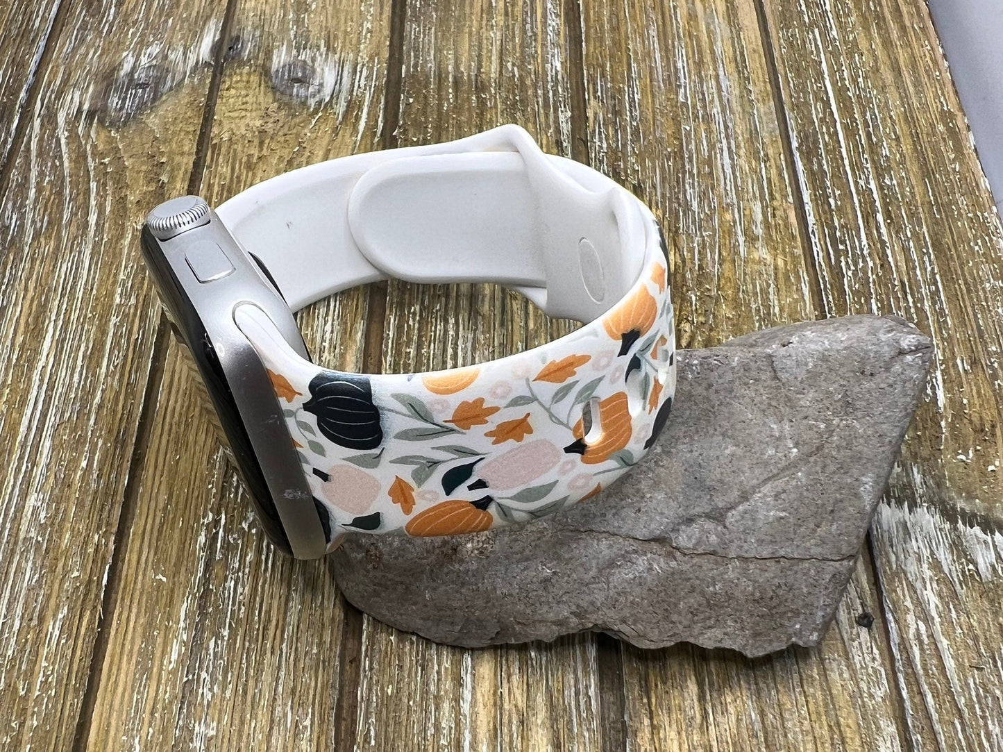 Autumn Fall Design Pumpkin Silicone Band, Apple Watch Compatible 38/40/41mm, 42/44/45mm, Series