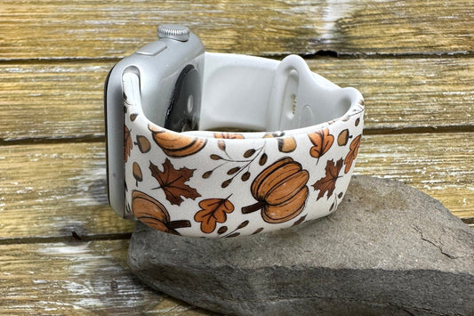 Fall leaves and pumpkins watch band for apple samsung watch leaves pumpkin 20 22 38 40 41 42 44 45 49mm hello fall autumn floral flowers