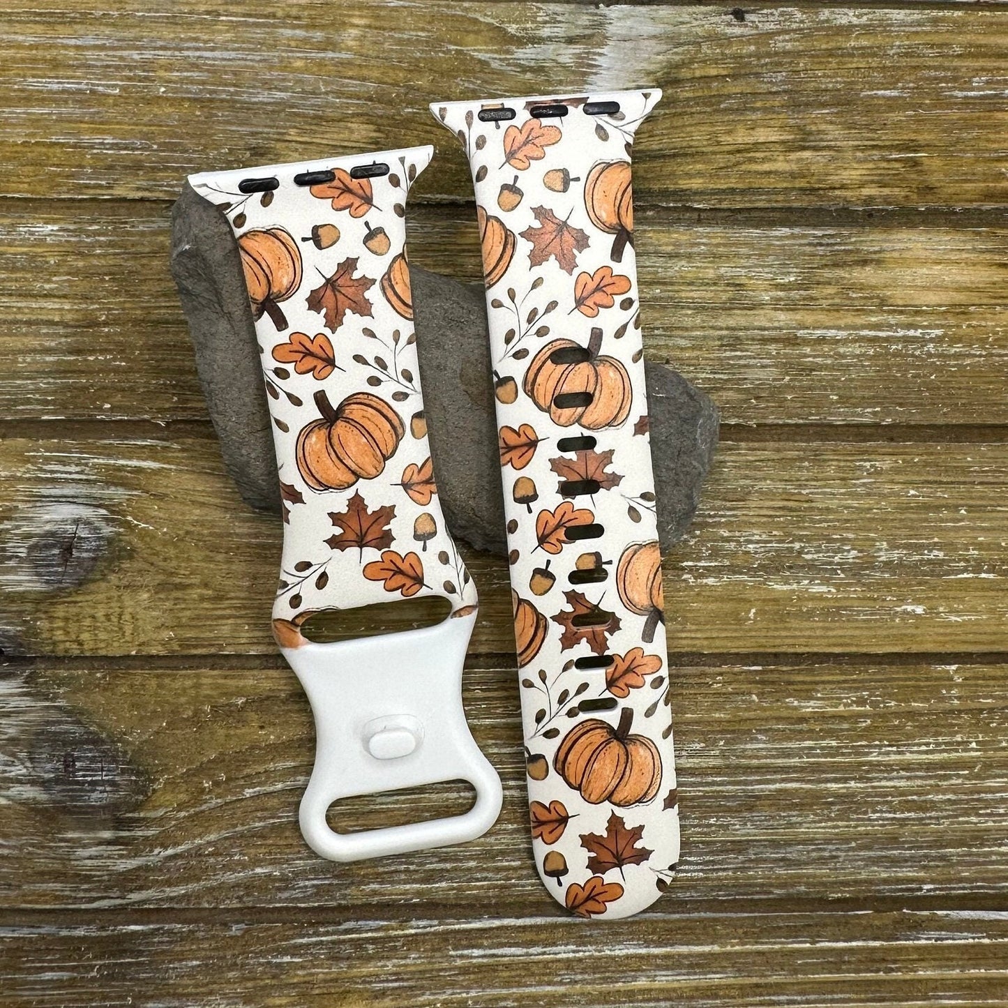 Fall leaves and pumpkins watch band for apple samsung watch leaves pumpkin 20 22 38 40 41 42 44 45 49mm hello fall autumn floral flowers