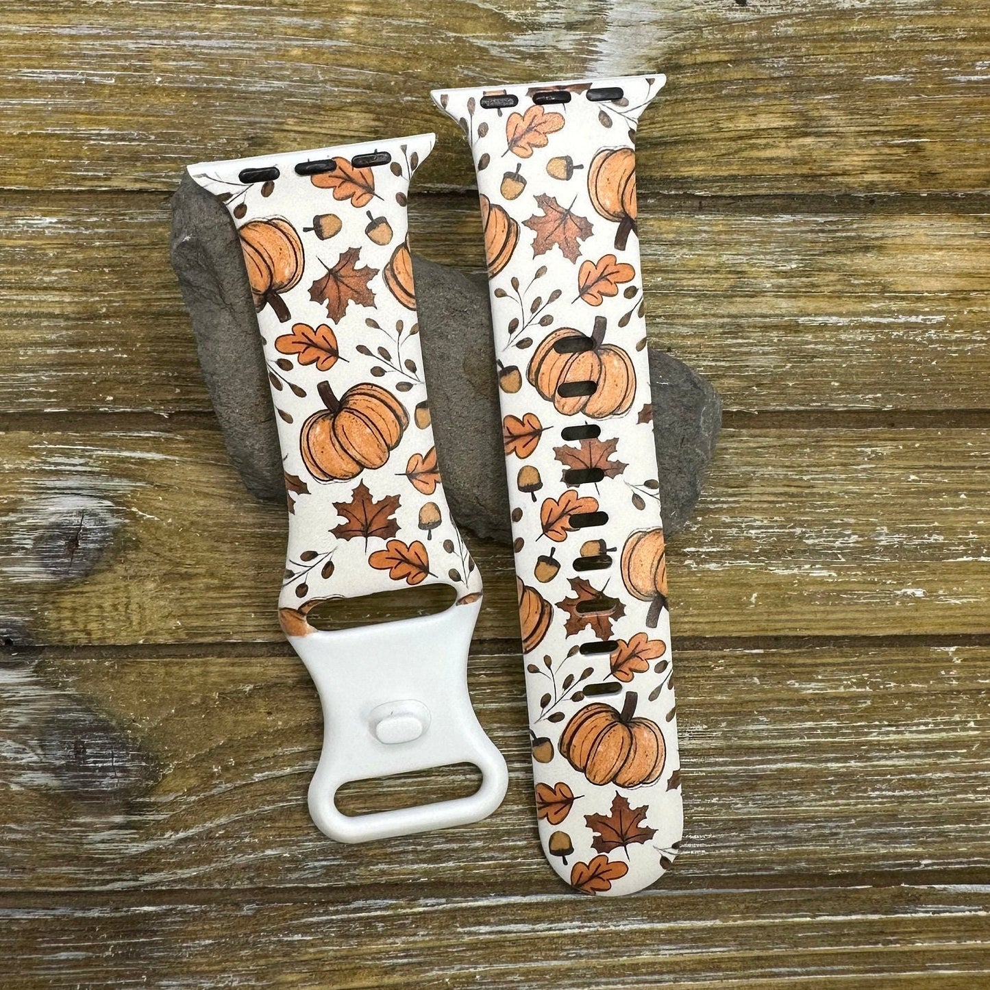 Fall leaves and pumpkins watch band for apple samsung watch leaves pumpkin 20 22 38 40 41 42 44 45 49mm hello fall autumn floral flowers