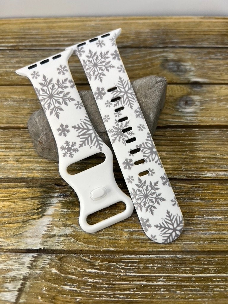 Snowflake watch band for apple | winter let it snow flake frozen best gift engraved silicone 38mm 40mm 41mm 42mm 44mm 45mm samsung 20mm 22mm