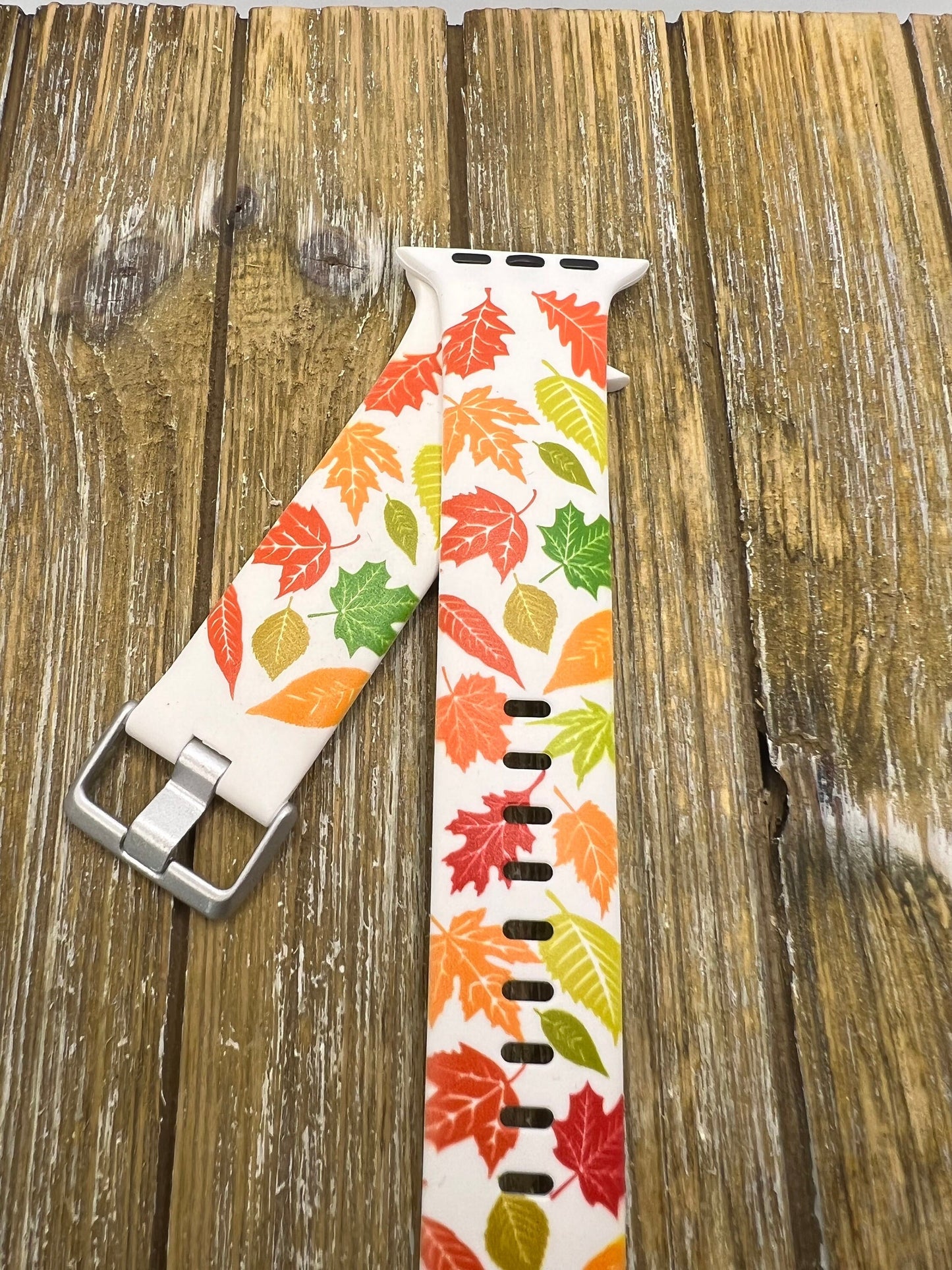 Fall autumn watch band for apple watch 38 40 41 42 44 45mm hello fall autumn floral flowers apple watch engraved silicone