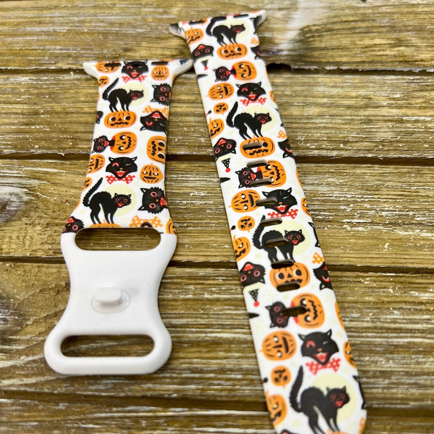 Halloween Cats Watch Band for Apple TPU silicone 38mm 40mm 41mm 42mm 44mm 45mm Printed Spooky pumpkin Halloween accessory