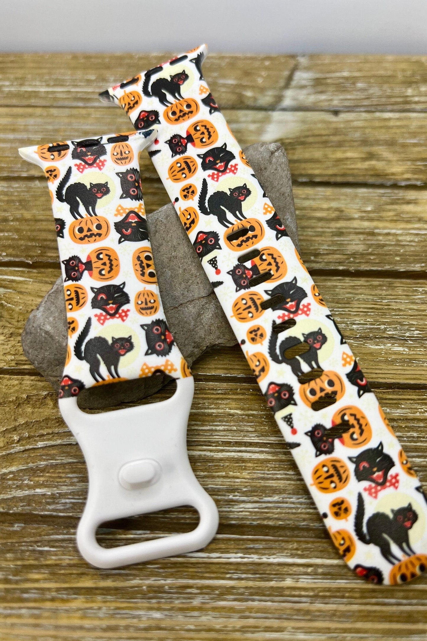 Halloween Cats Watch Band for Apple TPU silicone 38mm 40mm 41mm 42mm 44mm 45mm Printed Spooky pumpkin Halloween accessory