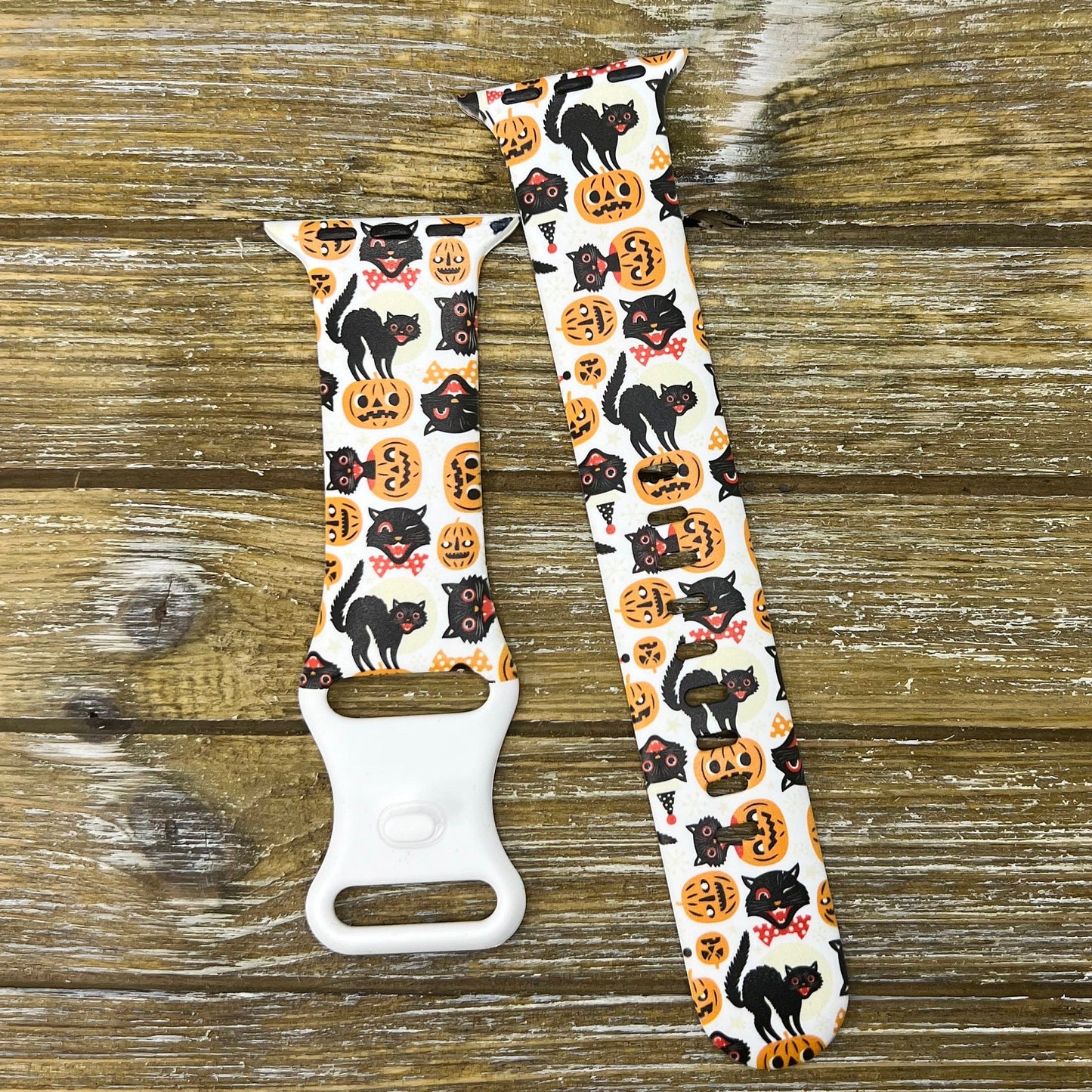 Halloween Cats Watch Band for Apple TPU silicone 38mm 40mm 41mm 42mm 44mm 45mm Printed Spooky pumpkin Halloween accessory