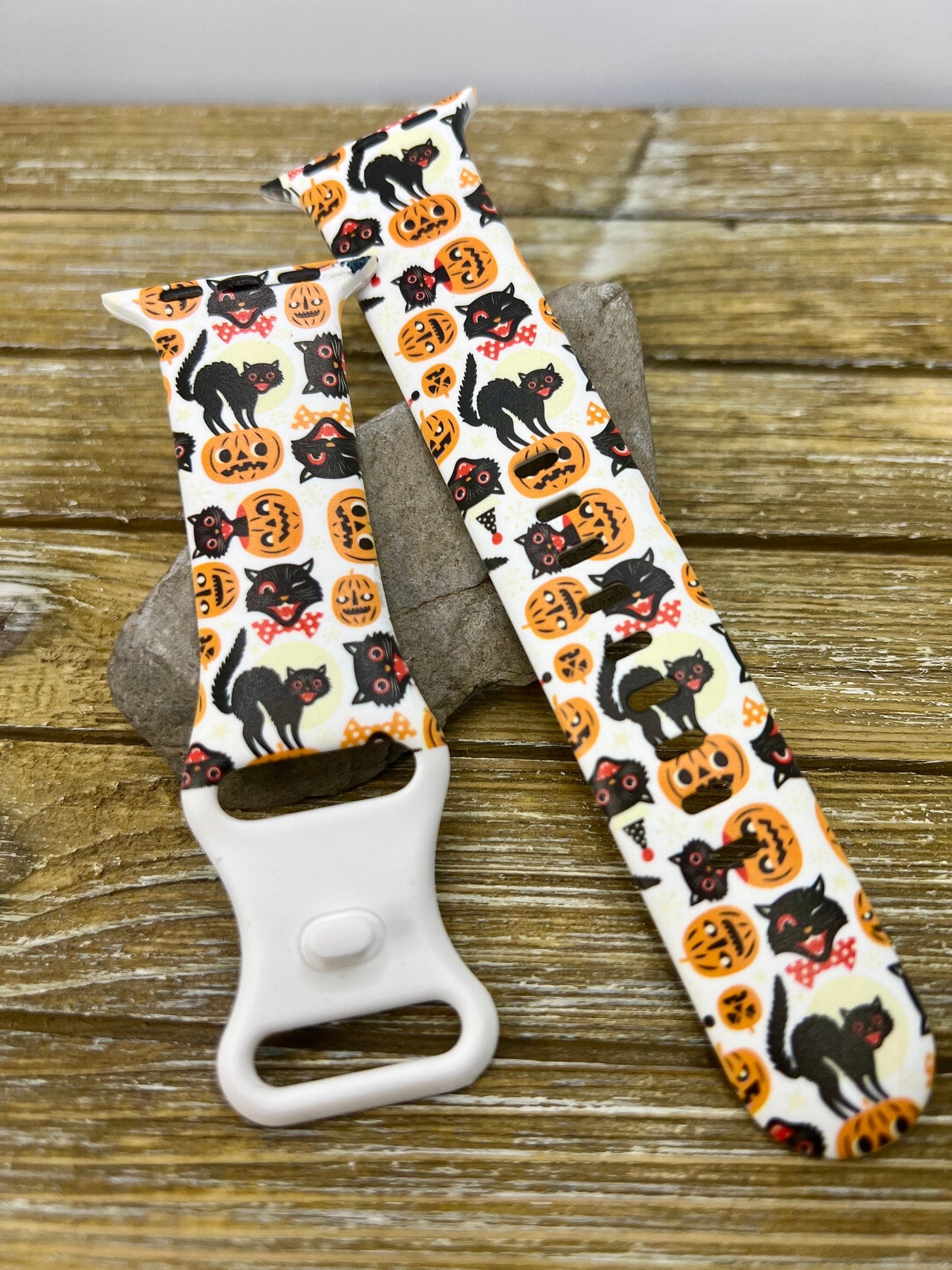 Halloween Cats Watch Band for Apple TPU silicone 38mm 40mm 41mm 42mm 44mm 45mm Printed Spooky pumpkin Halloween accessory