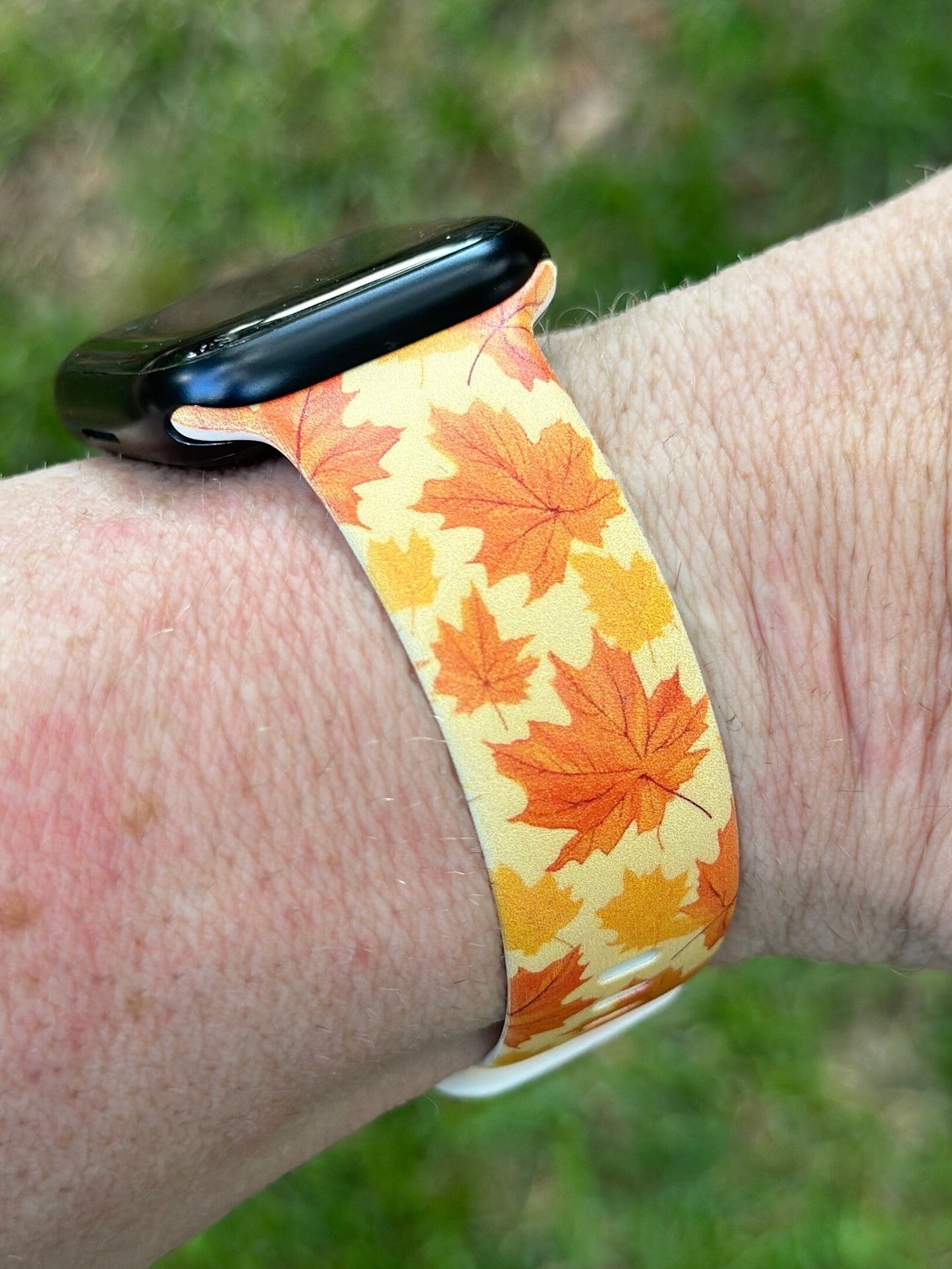 Fall Leaves Watch Band for Apple Watch Orange Fall Leaves Autumn iWatch  20 22 38 40 41 42 44 45 49mm