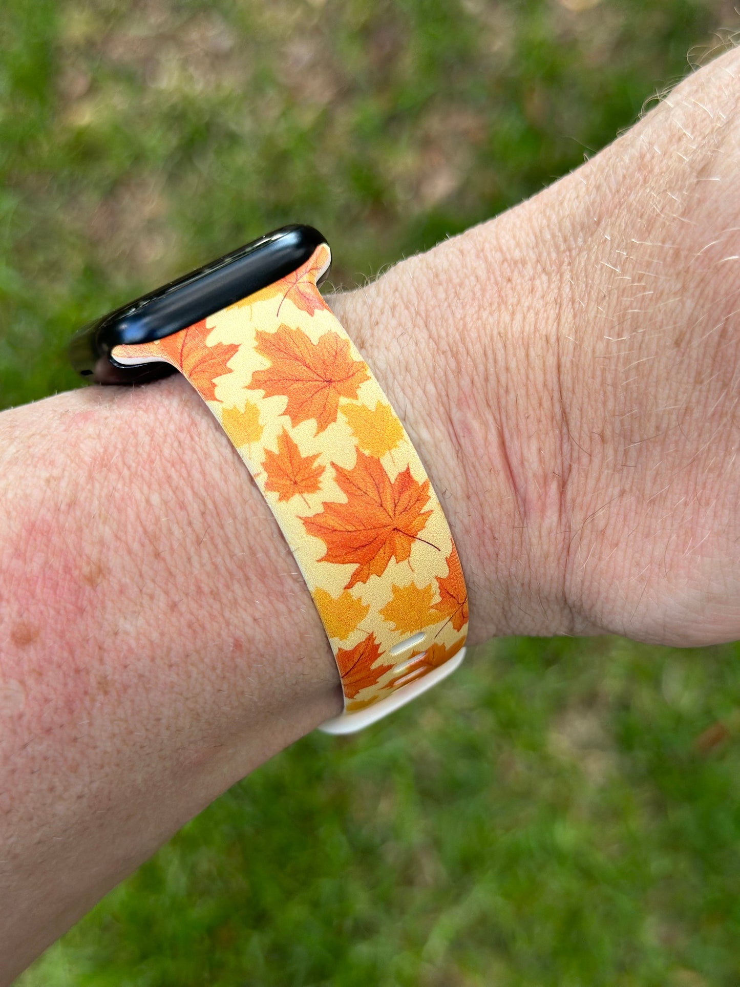 Fall Leaves Watch Band for Apple Watch Orange Fall Leaves Autumn iWatch  20 22 38 40 41 42 44 45 49mm