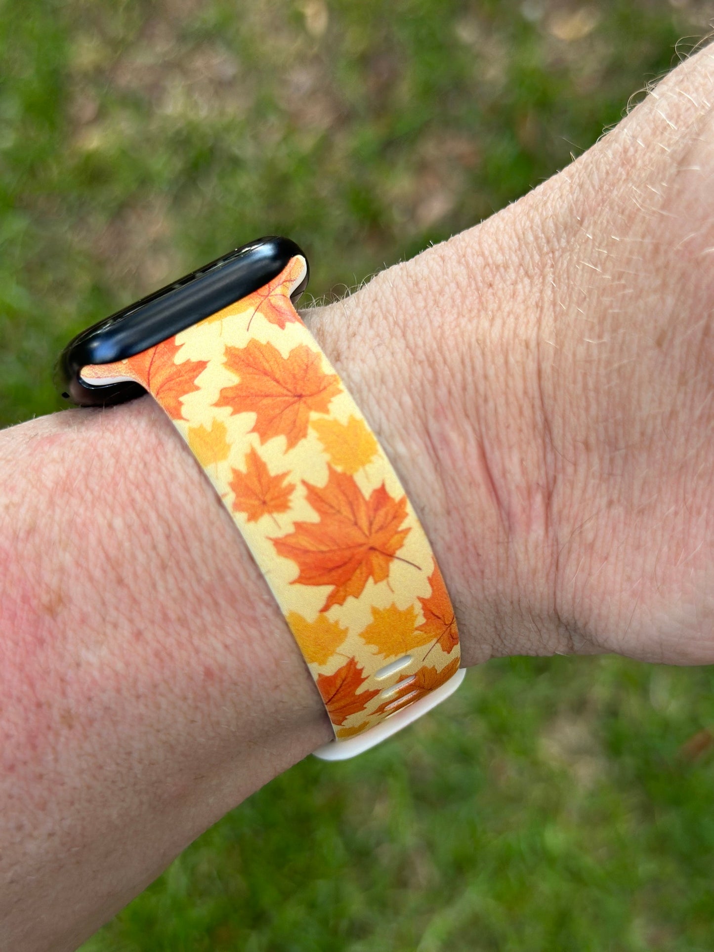 Fall Leaves Watch Band for Apple Watch Orange Fall Leaves Autumn iWatch  20 22 38 40 41 42 44 45 49mm