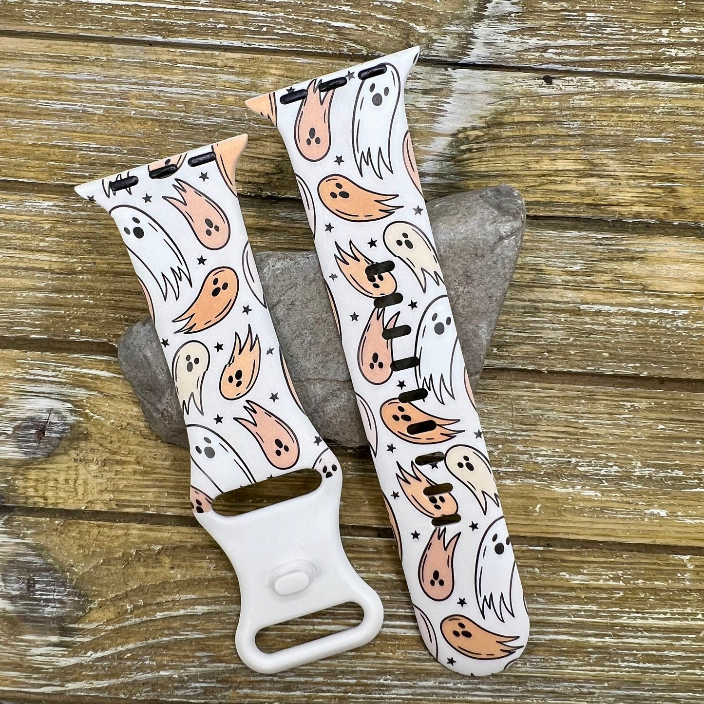 Halloween ghosts watch band for apple watch tpu printed silicone 38mm 40mm 41mm 42mm 44mm 45mm fall ghosts, ghouls spooky band