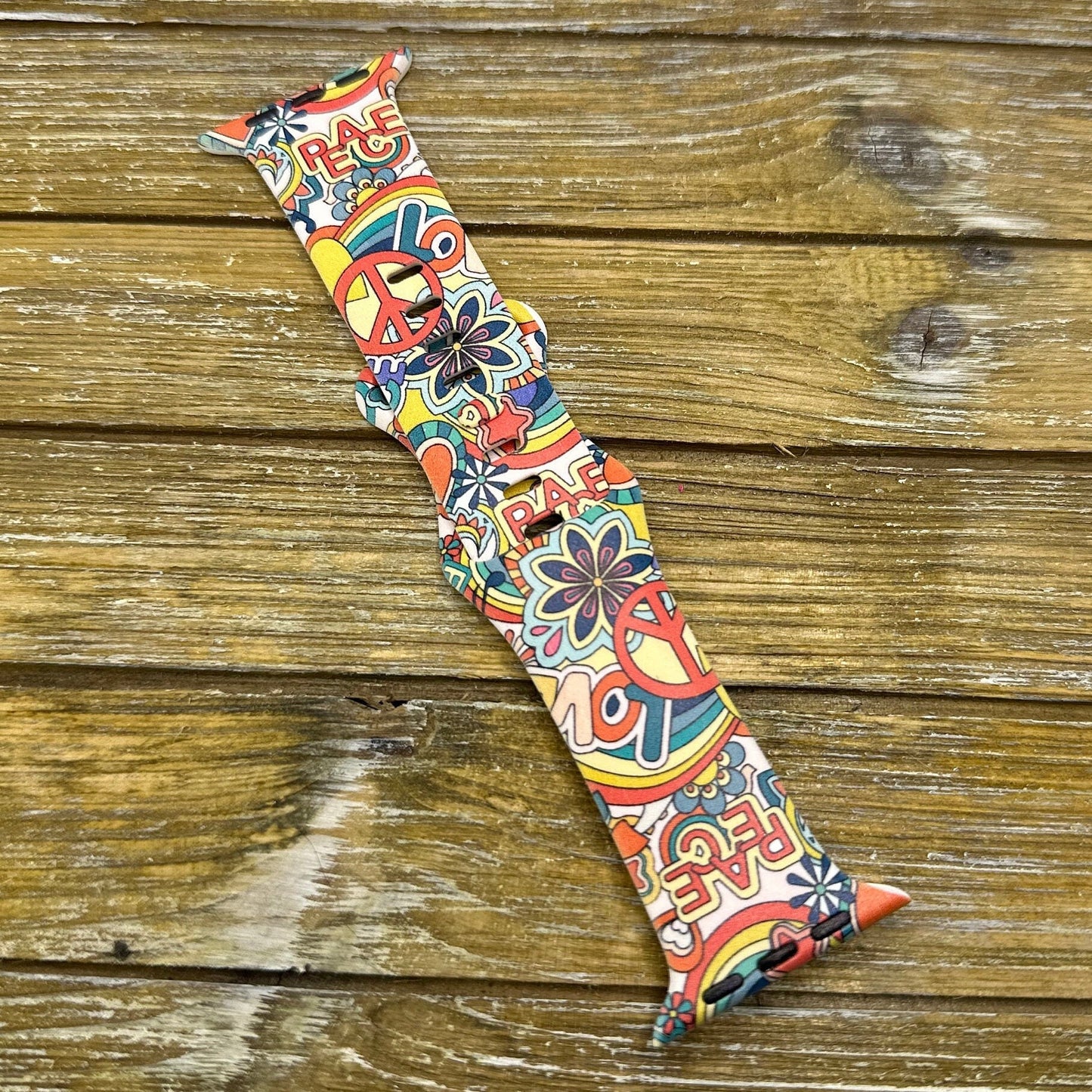 Retro 70's watch band | apple, samsung, fitbit versa | silicone | boho peace & love | vintage inspired accessory