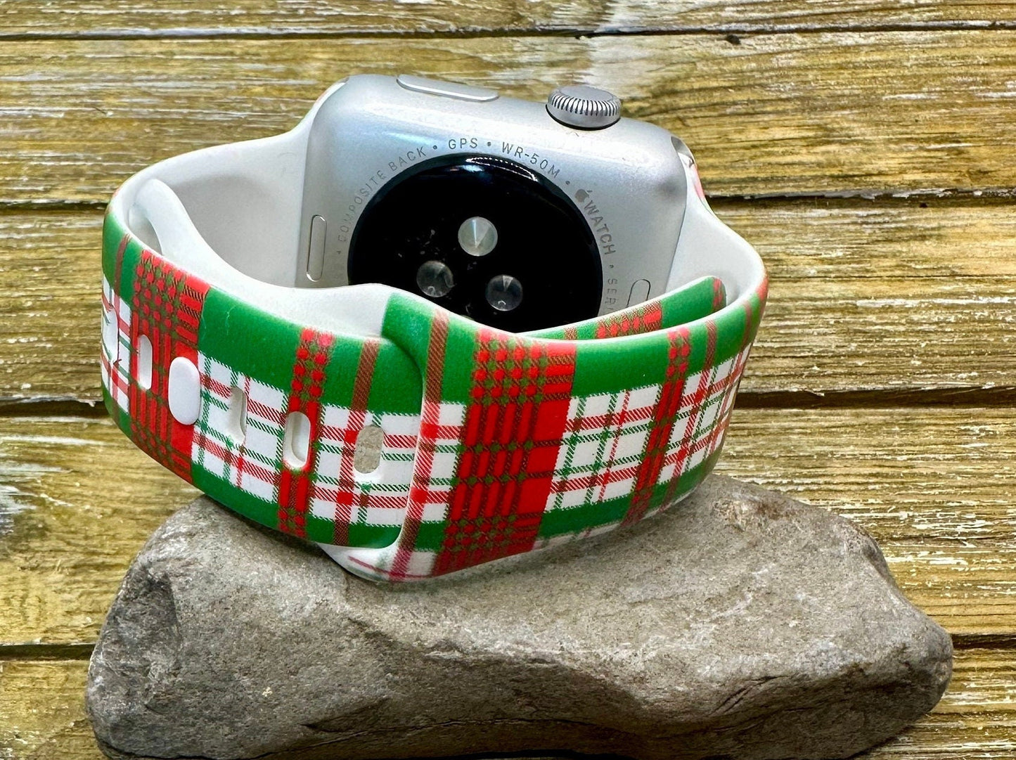 Holiday plaid watch band for apple watch silicone christmas holiday winter  38mm 40mm 41mm 42mm 44mm 45mm  red green plaid  a101