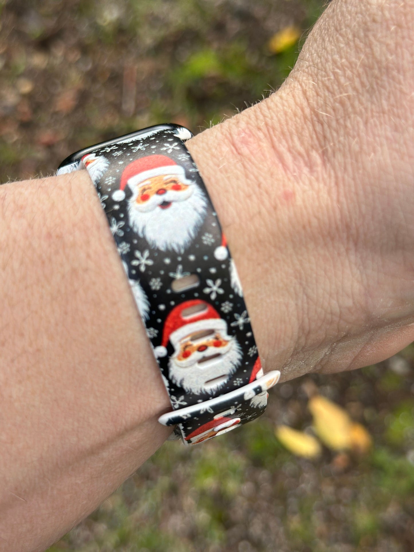 Christmas Watch Band for Apple Watch Samsung Watch & Fitbit Santa #214 silicone 20 22 38 40 41 42 44 45 49mm