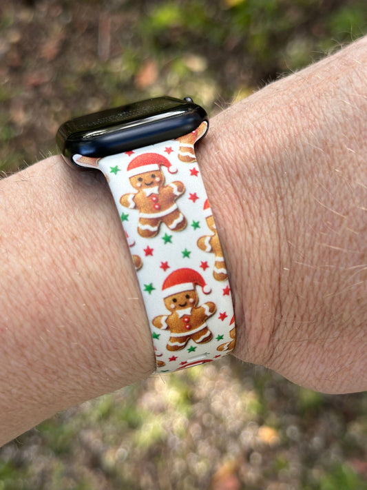 Christmas Watch Band for Apple Watch Samsung Watch & Fitbit Santa Gingerbread Man #212 silicone 20 22 38 40 41 42 44 45 49mm